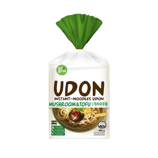ALL GROO | Nouilles udon instantanées tofu et champignons 3 Portions 690g